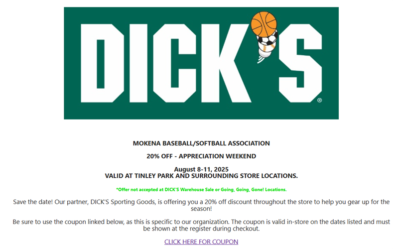 DICK'S MBSA Team Event Weekend, 8/08-8/11!!!